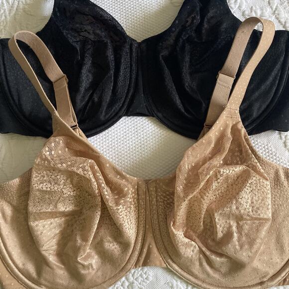 Wacoal Lot of 2 Bras 36G Bra 857303 Back Appeal Minimizer black & nude - Picture 2 of 15